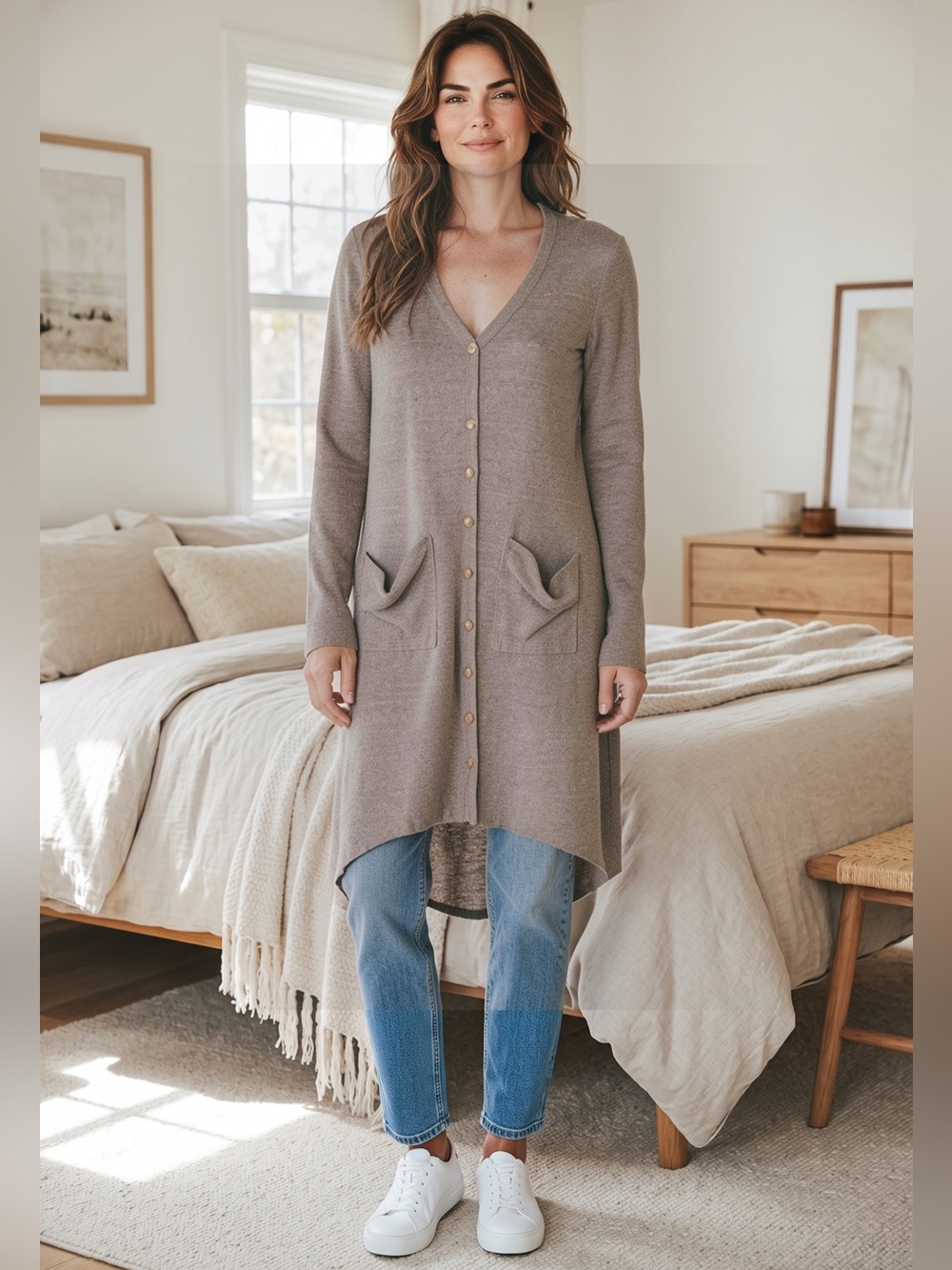 Free People Beach Long Cardigan Coverup With Oversized Pockets Size Small